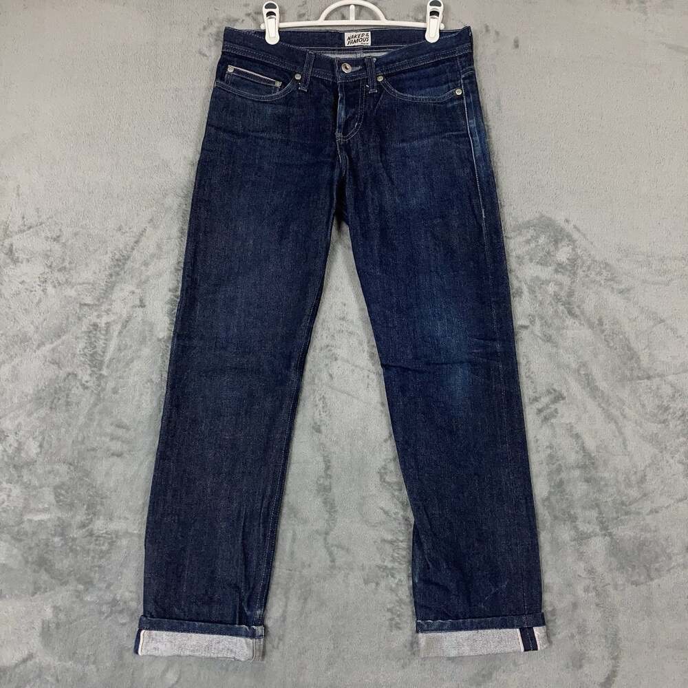 Naked & Famous Weird Guy Dark Indigo Selvedge Raw Denim Jeans Men’s Size 28